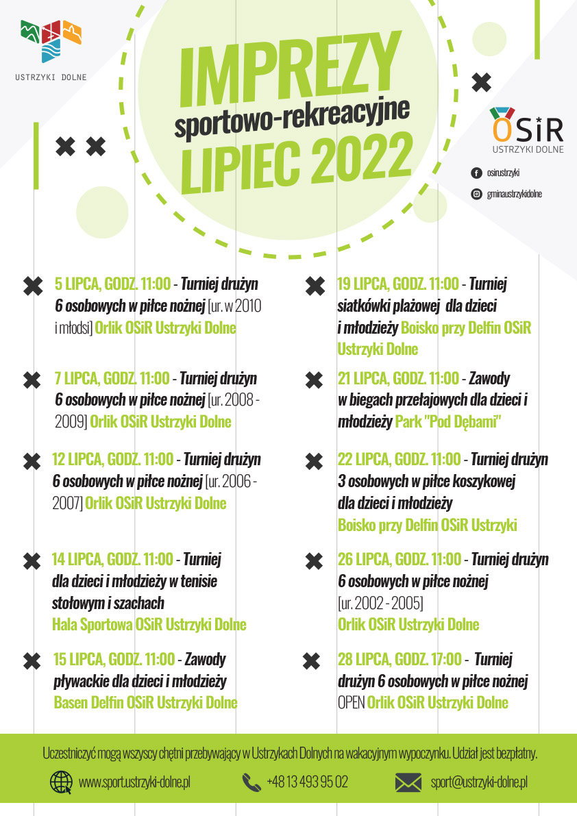 Imprezy sportowo-rekreacyjne LIPIEC 2022 